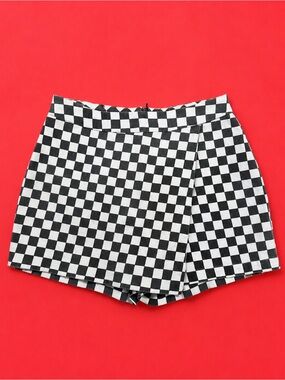 Black & White Checkerboard Womens Skort